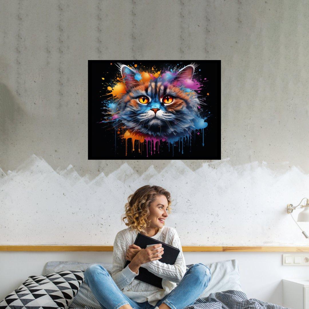 Katze im Farbnebel 30x40 cm / 12x16″ / Poster auf halbmattem Papier