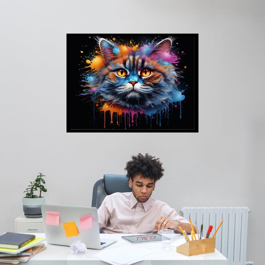 Katze im Farbnebel 30x40 cm / 12x16″ / Poster auf halbmattem Papier