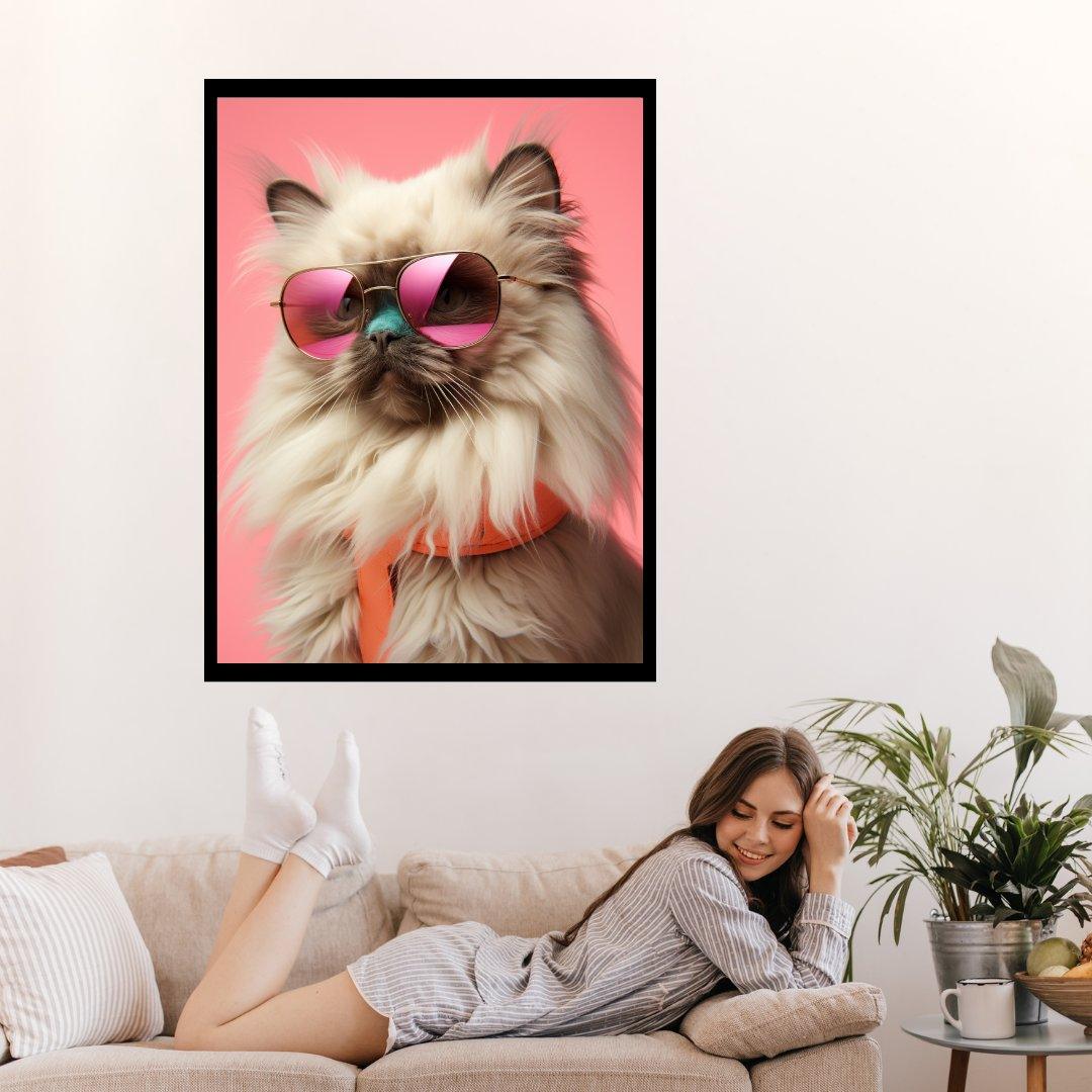 Katze mit Sonnenbrille 30x40 cm / 12x16″ / Poster auf halbmattem Papier