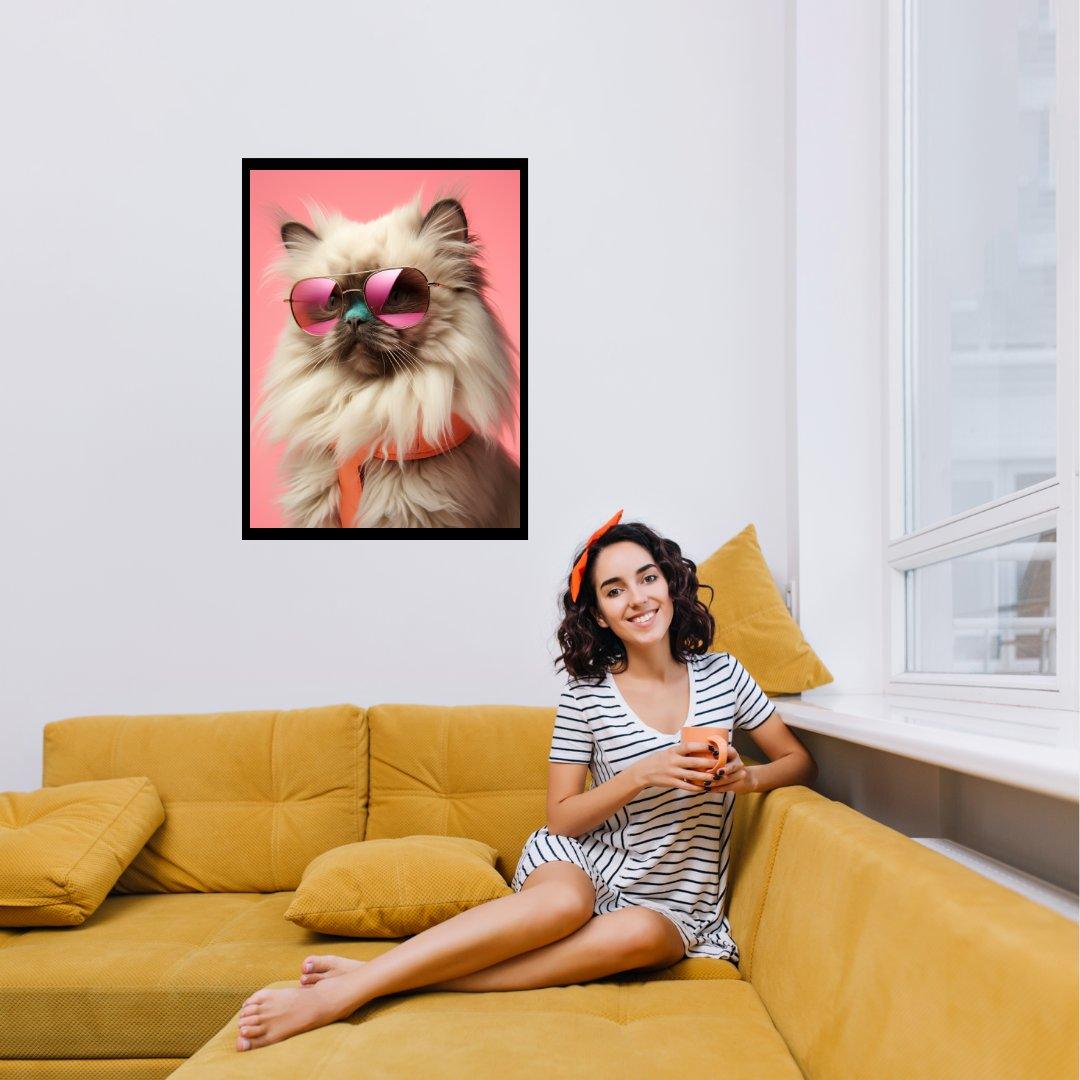 Katze mit Sonnenbrille 30x40 cm / 12x16″ / Poster auf halbmattem Papier