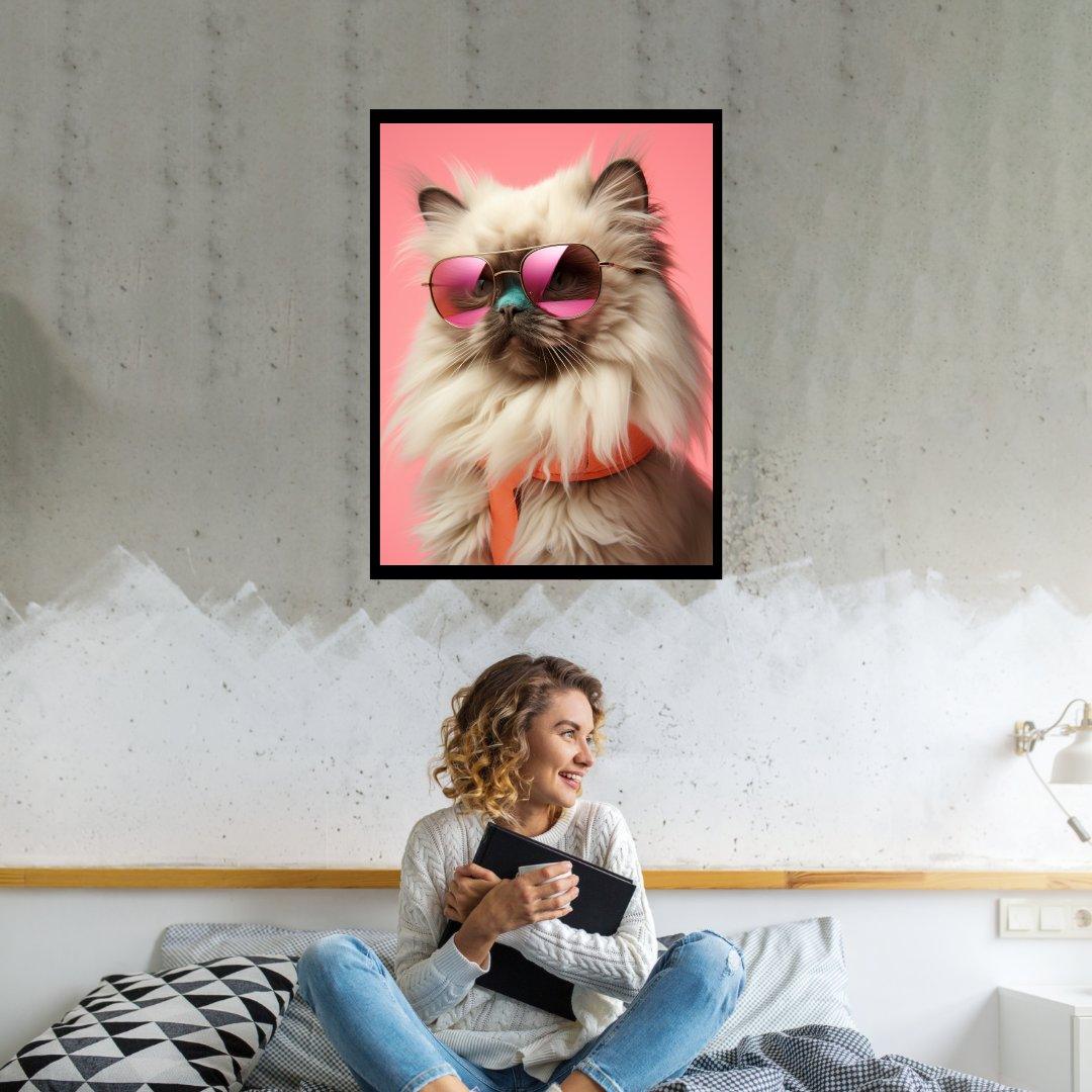 Katze mit Sonnenbrille 30x40 cm / 12x16″ / Poster auf halbmattem Papier