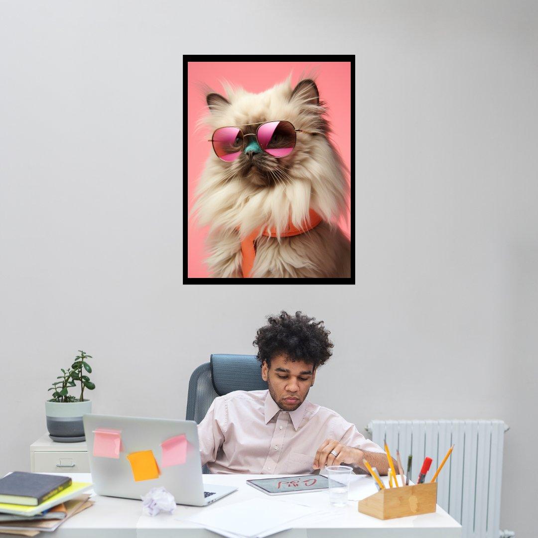 Katze mit Sonnenbrille 30x40 cm / 12x16″ / Poster auf halbmattem Papier