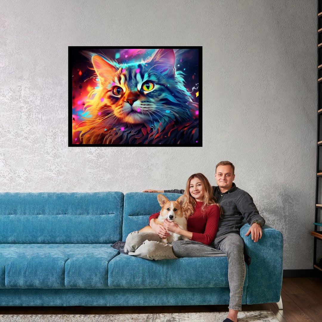 Kosmisches Katzenflüstern 30x40 cm / 12x16″ / Poster auf halbmattem Papier