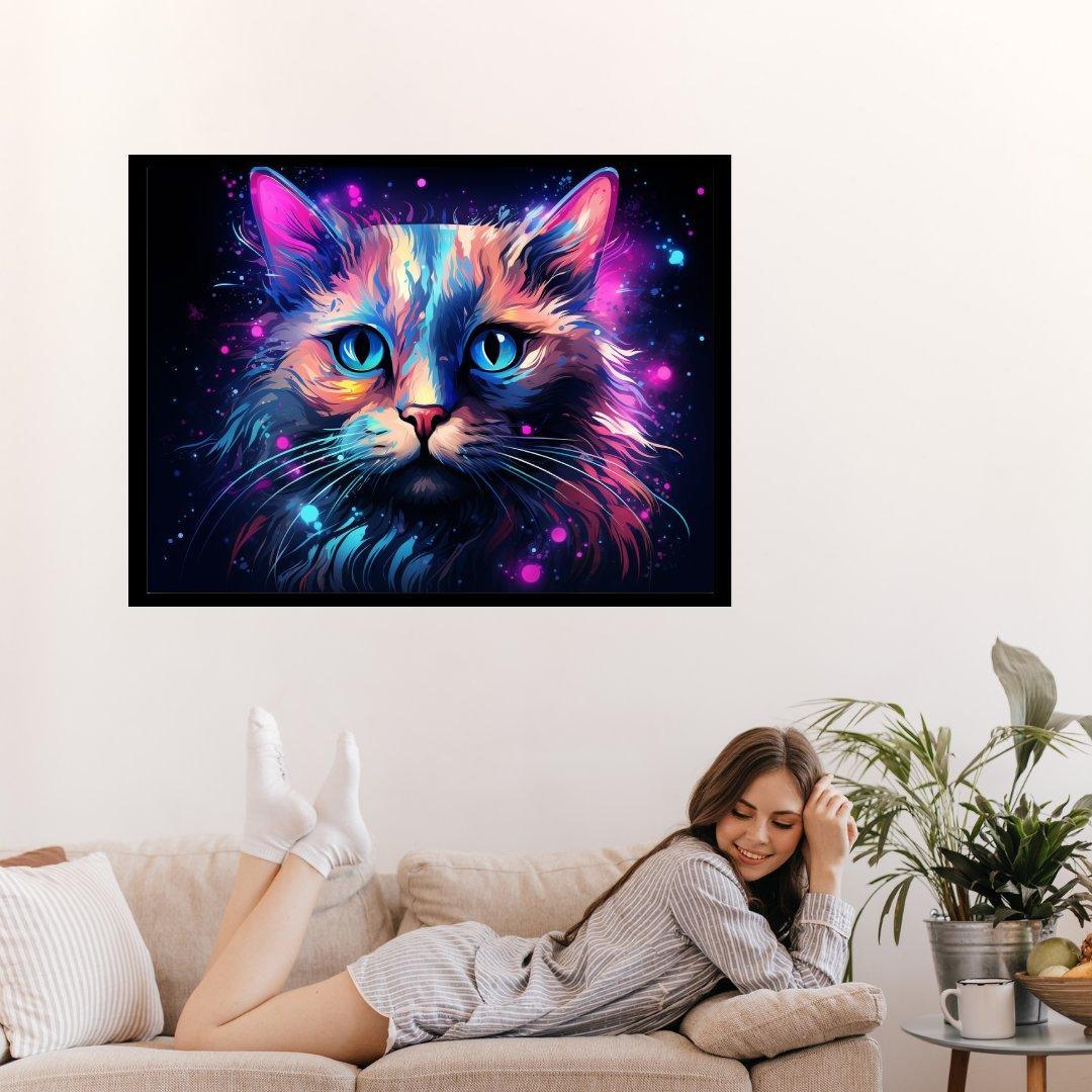Kosmisches Katzenporträt 30x40 cm / 12x16″ / Poster auf halbmattem Papier