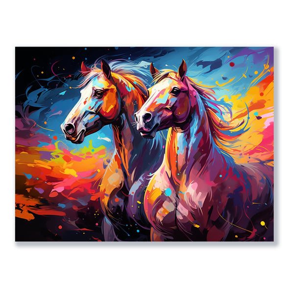 Lebhafte Pferde in Farbe 30x40 cm / 12x16″ / Poster auf halbmattem Papier