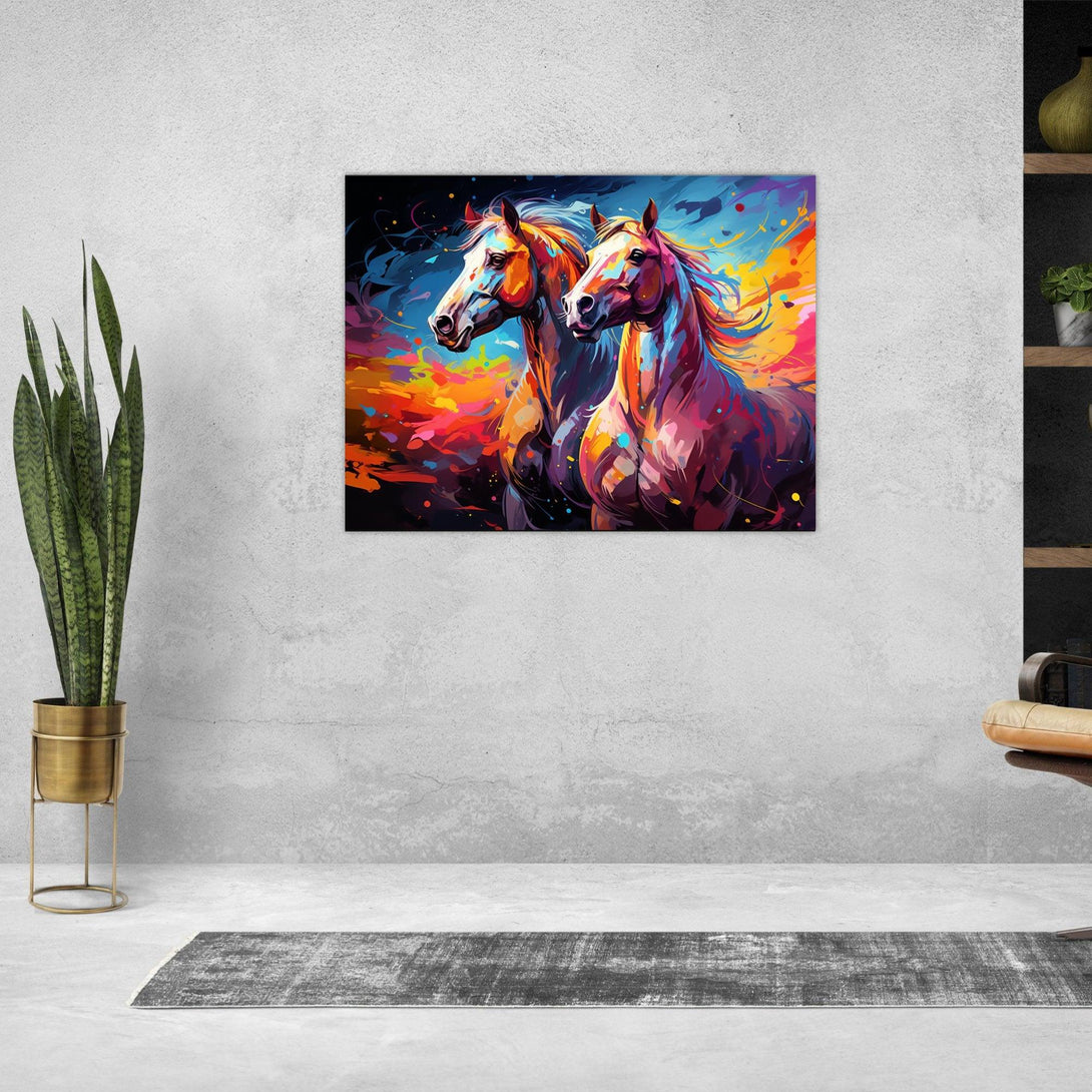 Lebhafte Pferde in Farbe 30x40 cm / 12x16″ / Poster auf halbmattem Papier