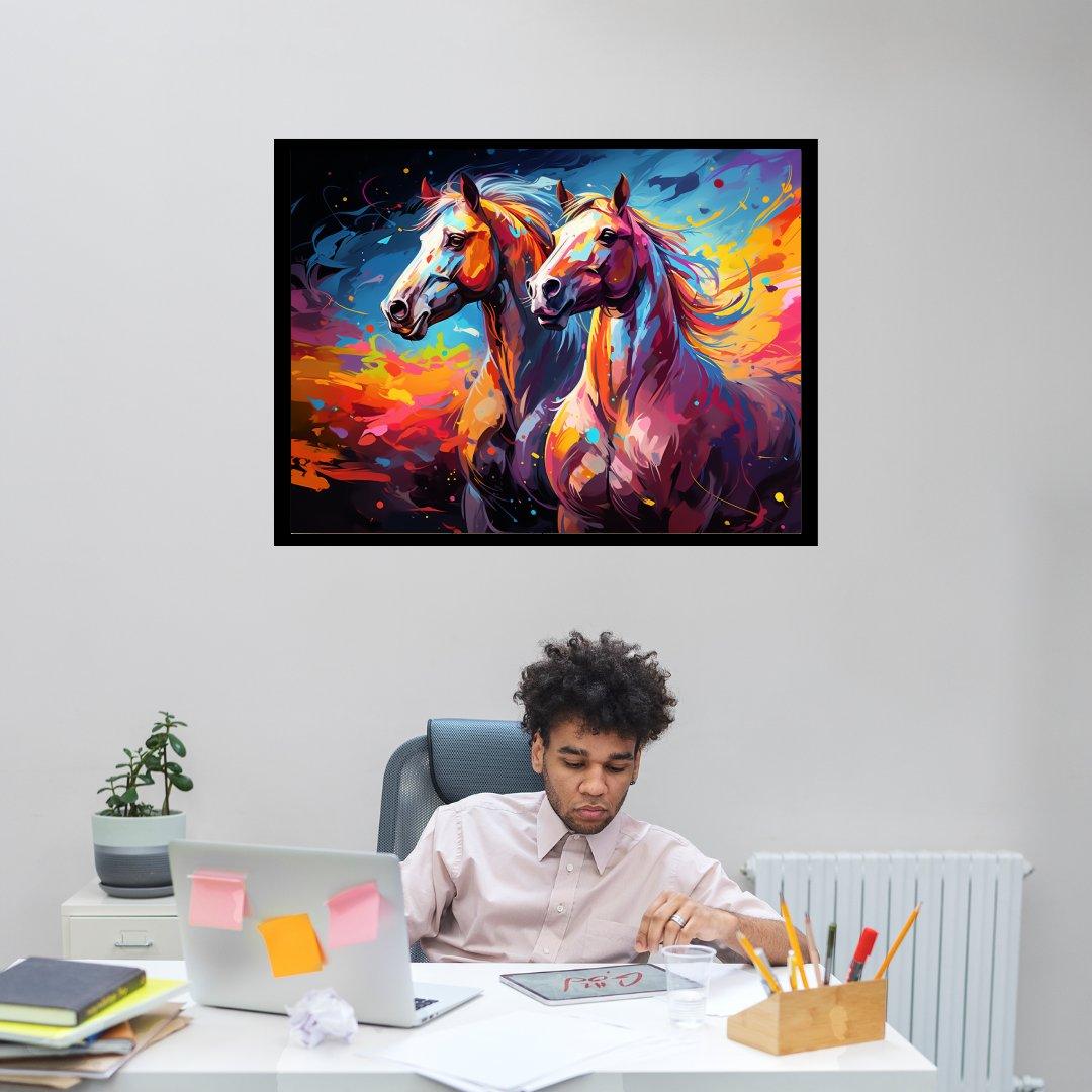 Lebhafte Pferde in Farbe 30x40 cm / 12x16″ / Poster auf halbmattem Papier
