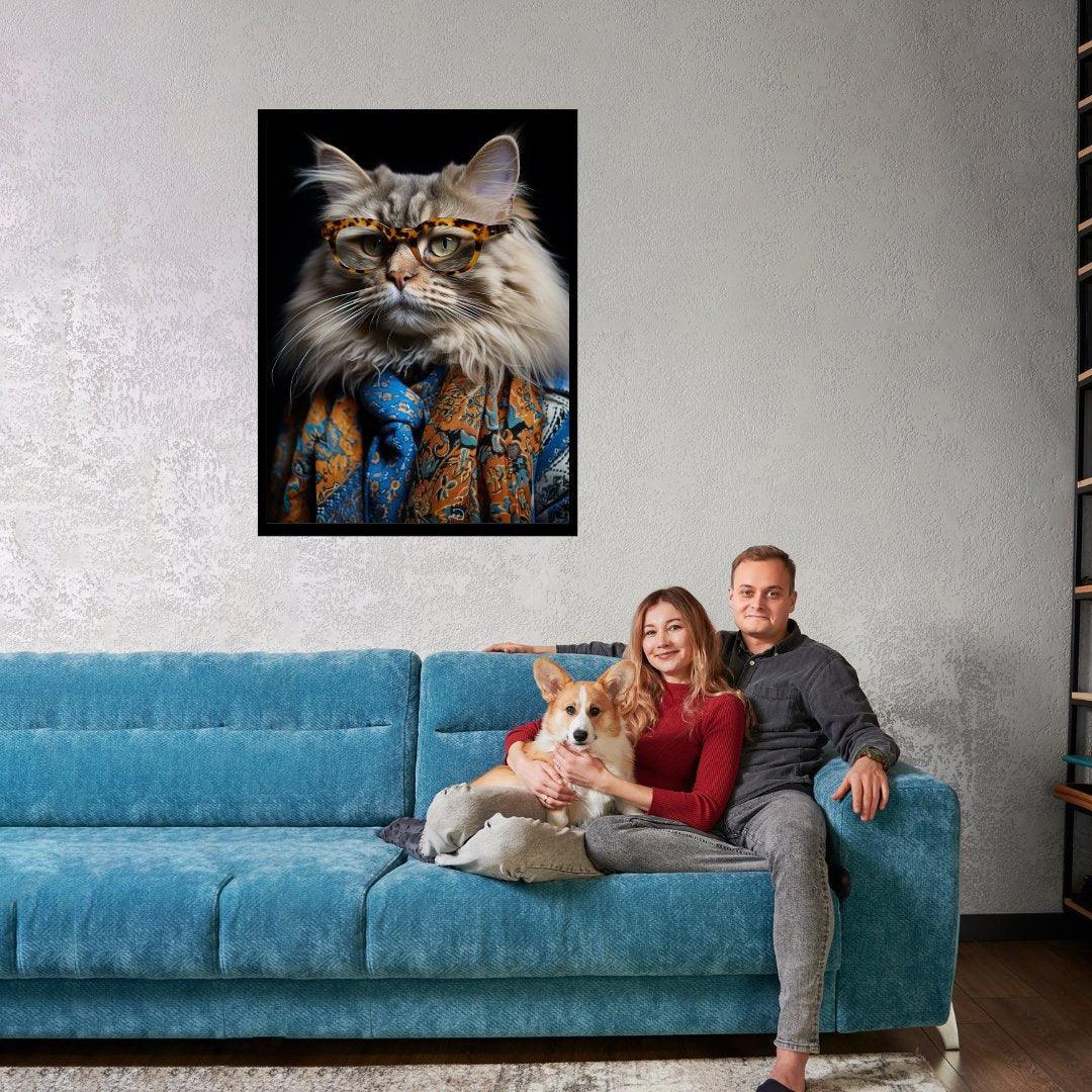 Modische Katze 30x40 cm / 12x16″ / Poster auf halbmattem Papier