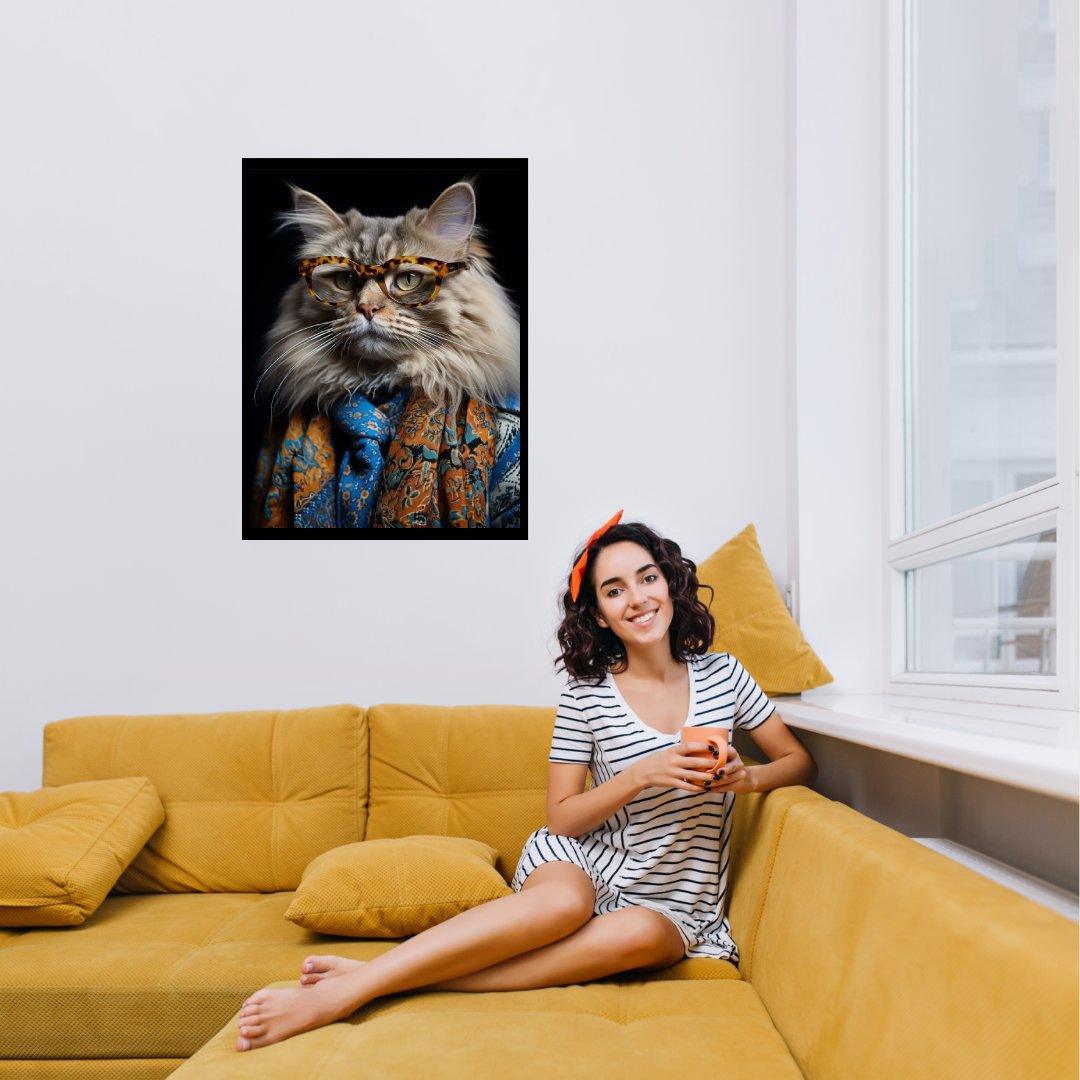 Modische Katze 30x40 cm / 12x16″ / Poster auf halbmattem Papier