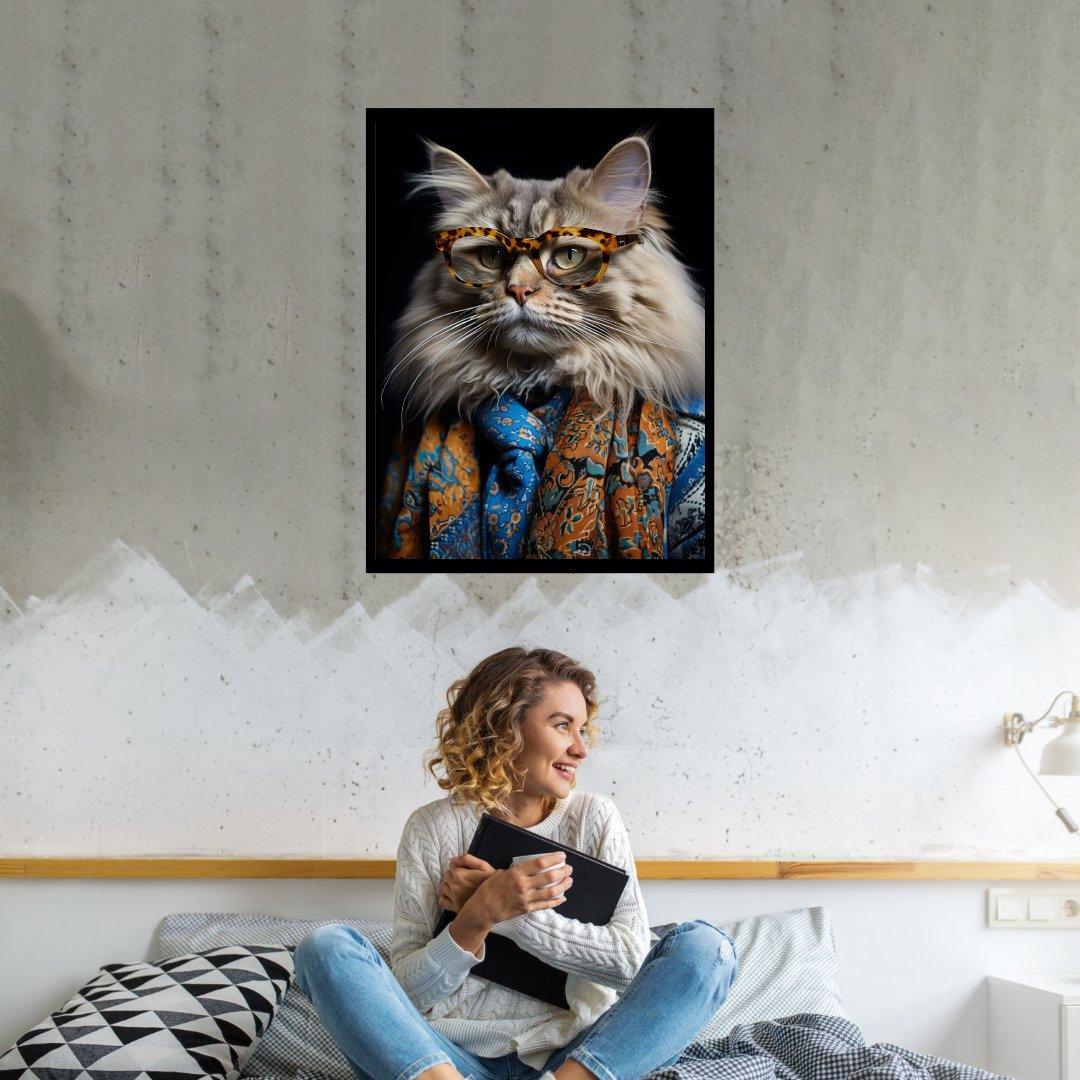 Modische Katze 30x40 cm / 12x16″ / Poster auf halbmattem Papier
