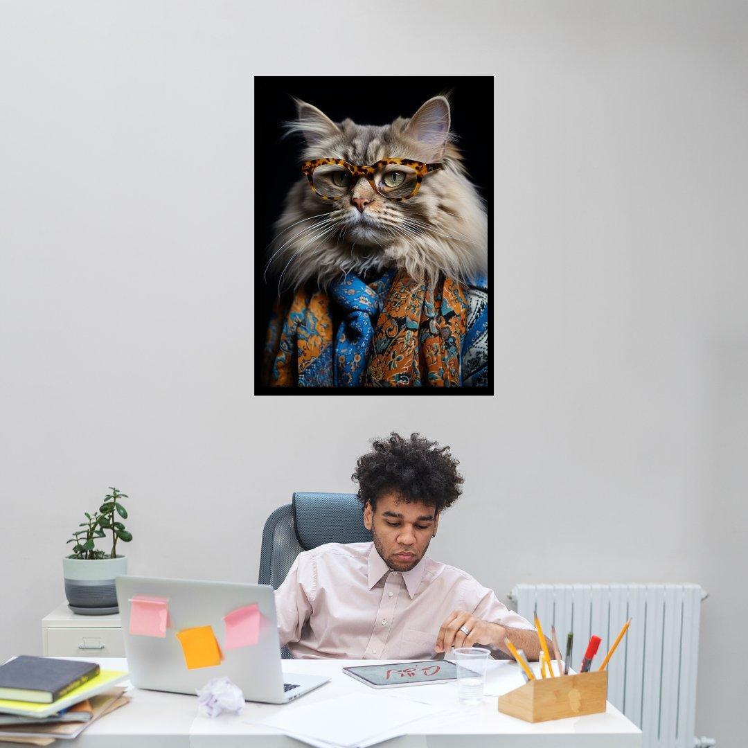 Modische Katze 30x40 cm / 12x16″ / Poster auf halbmattem Papier