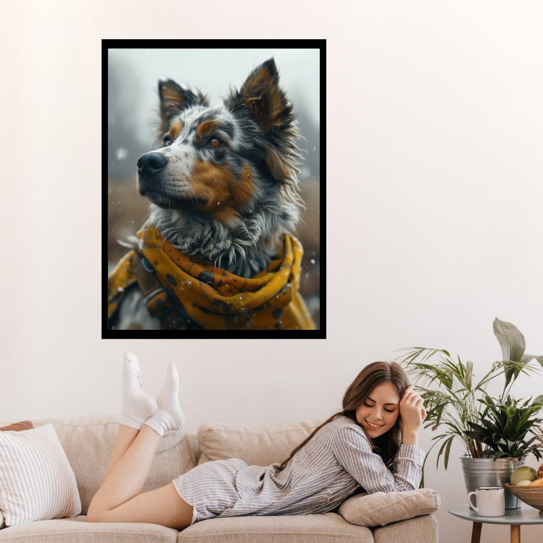 Nachdenklicher Schnee Hund 30x40 cm / 12x16″ / Poster auf halbmattem Papier