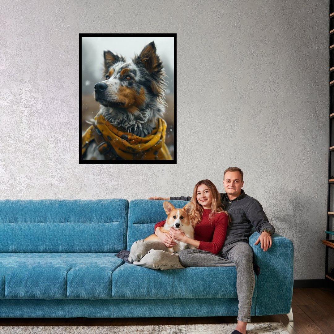 Nachdenklicher Schnee Hund 30x40 cm / 12x16″ / Poster auf halbmattem Papier