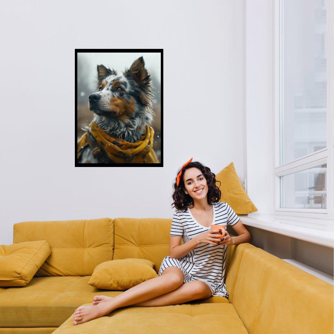 Nachdenklicher Schnee Hund 30x40 cm / 12x16″ / Poster auf halbmattem Papier