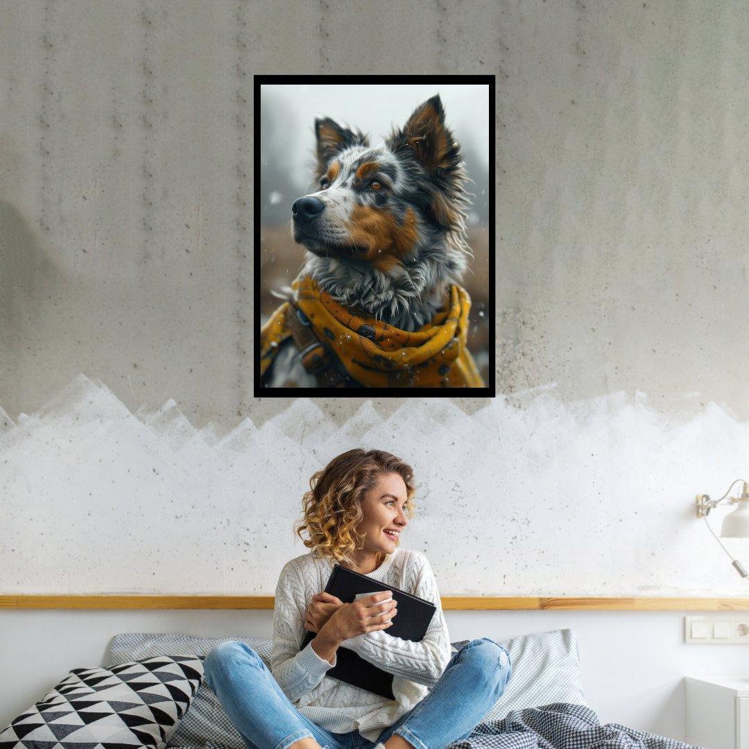 Nachdenklicher Schnee Hund 30x40 cm / 12x16″ / Poster auf halbmattem Papier