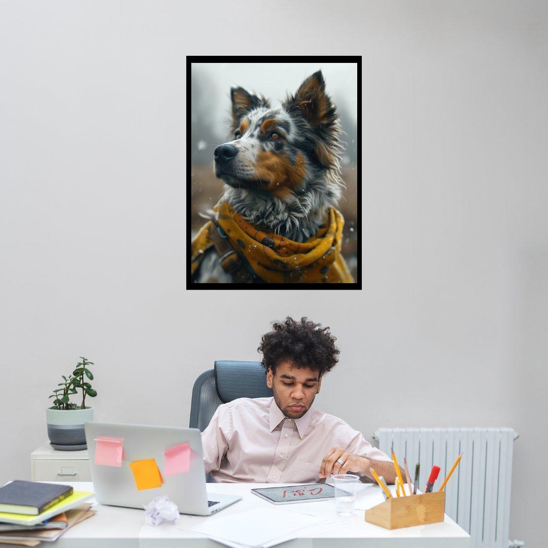 Nachdenklicher Schnee Hund 30x40 cm / 12x16″ / Poster auf halbmattem Papier