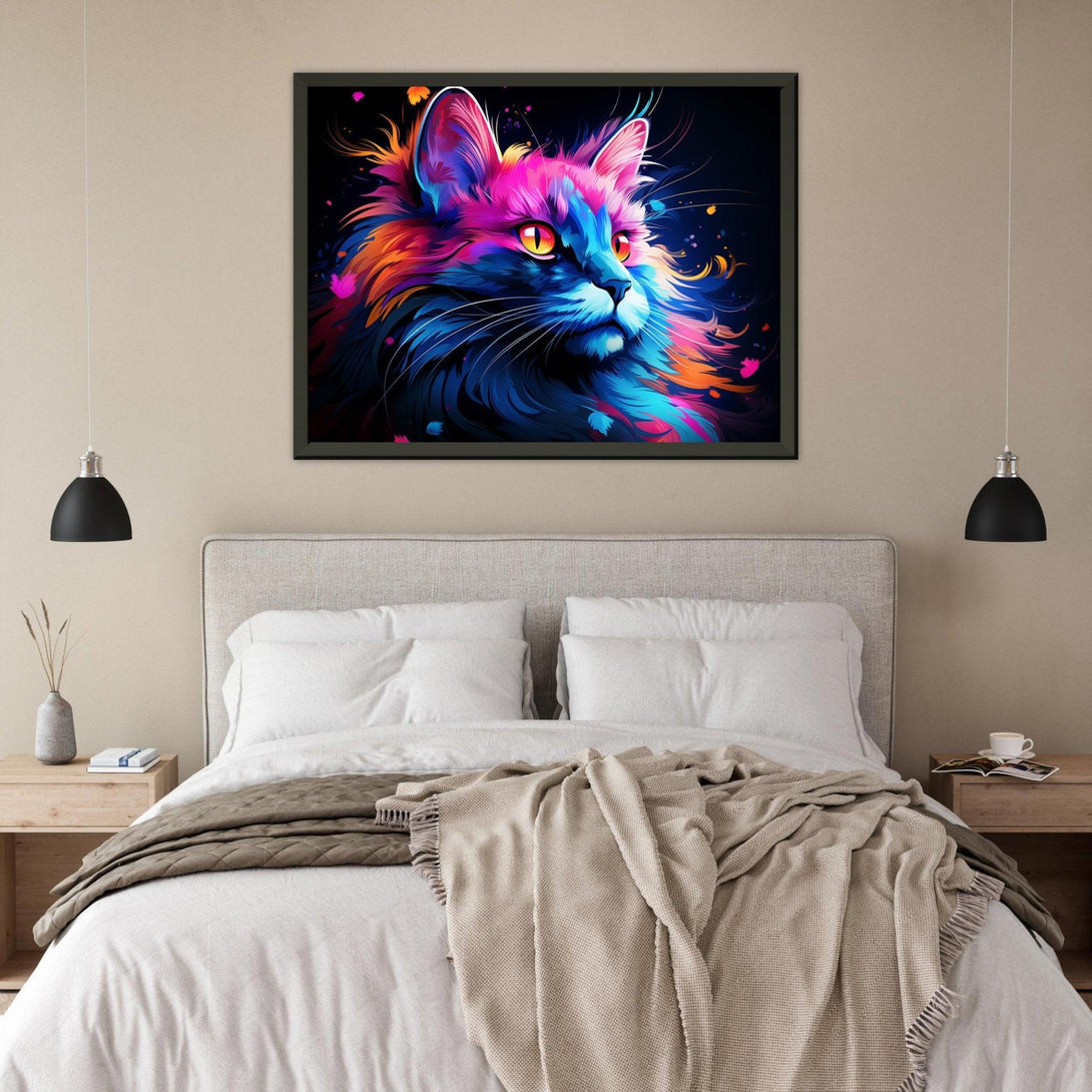 Neonfarbene Katze 30x40 cm / 12x16″ / Poster auf halbmattem Papier