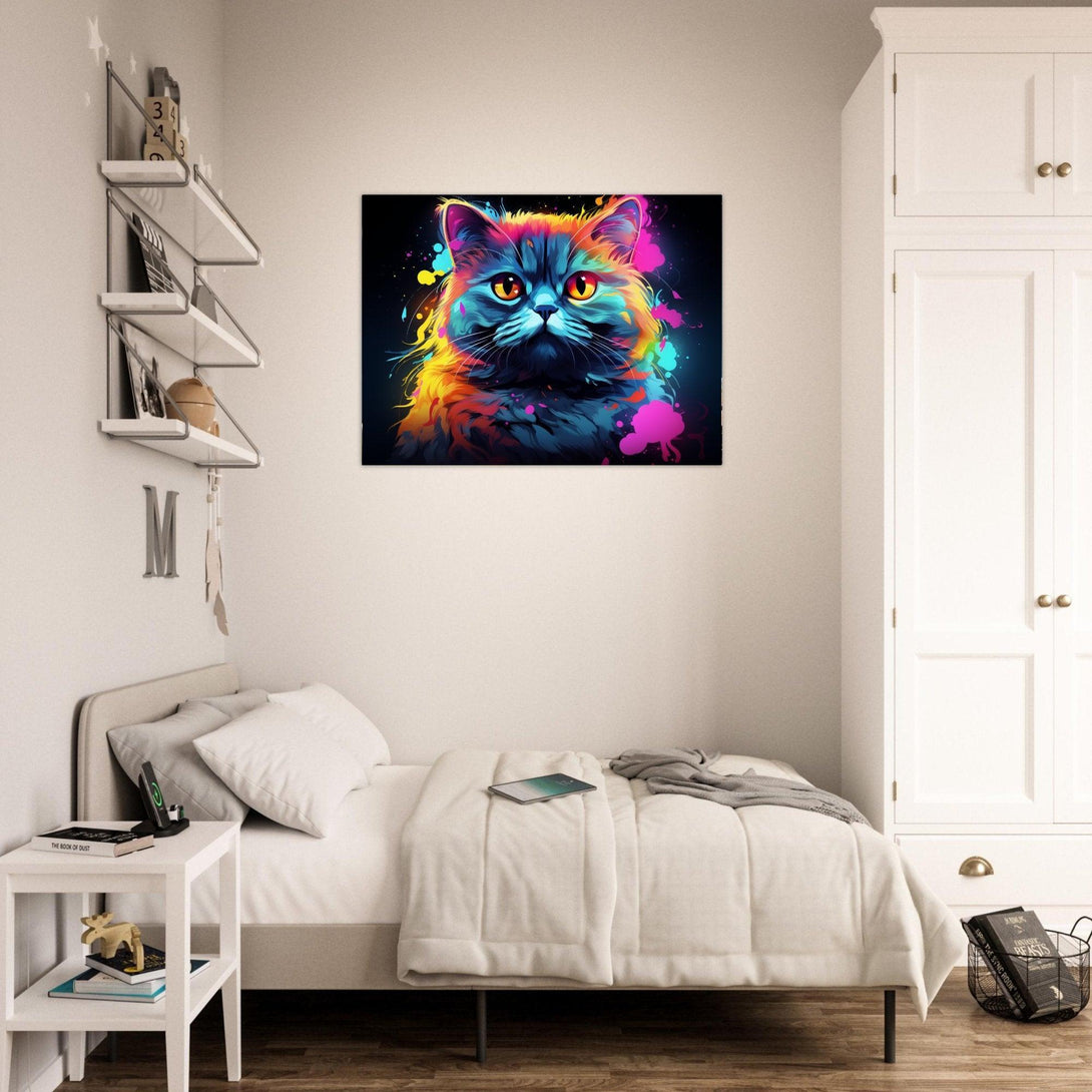 Neonlichter Katzenblick 30x40 cm / 12x16″ / Poster auf halbmattem Papier