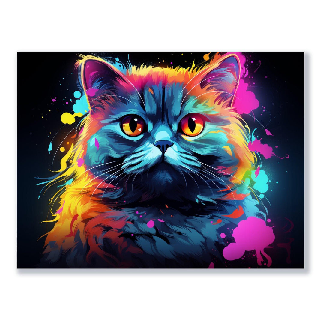 Neonlichter Katzenblick 30x40 cm / 12x16″ / Poster auf halbmattem Papier