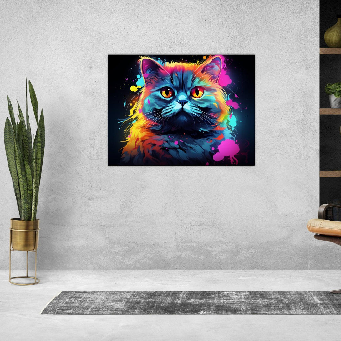 Neonlichter Katzenblick 30x40 cm / 12x16″ / Poster auf halbmattem Papier