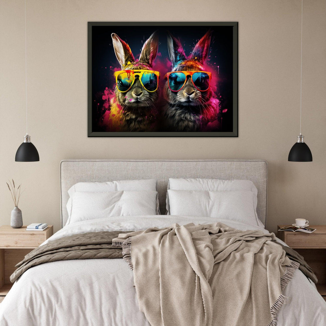 Party-Hasen Duo 30x40 cm / 12x16″ / Poster auf halbmattem Papier