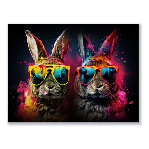 Party-Hasen Duo 30x40 cm / 12x16″ / Poster auf halbmattem Papier