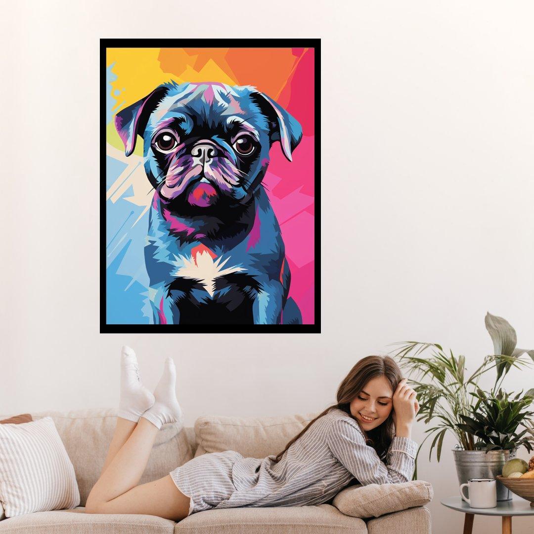 Pop-Art Mopsporträt 30x40 cm / 12x16″ / Poster auf halbmattem Papier
