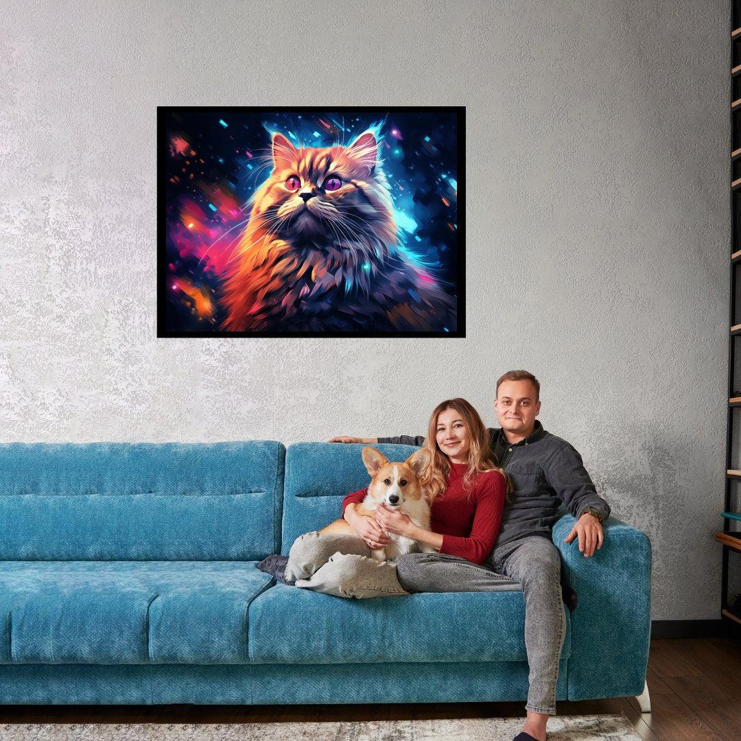 Sternenkatze im Farbrausch 30x40 cm / 12x16″ / Poster auf halbmattem Papier