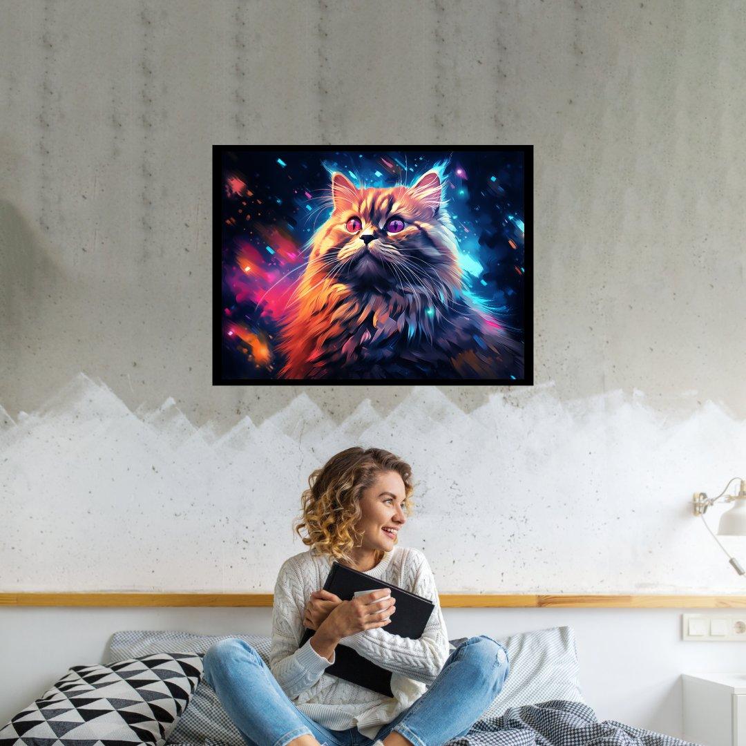 Sternenkatze im Farbrausch 30x40 cm / 12x16″ / Poster auf halbmattem Papier