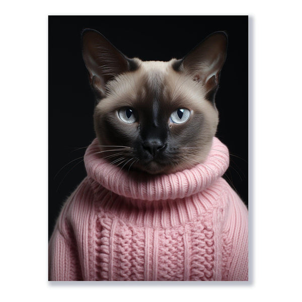 Stilvolle Siamese in Rosa 30x40 cm / 12x16″ / Poster auf halbmattem Papier