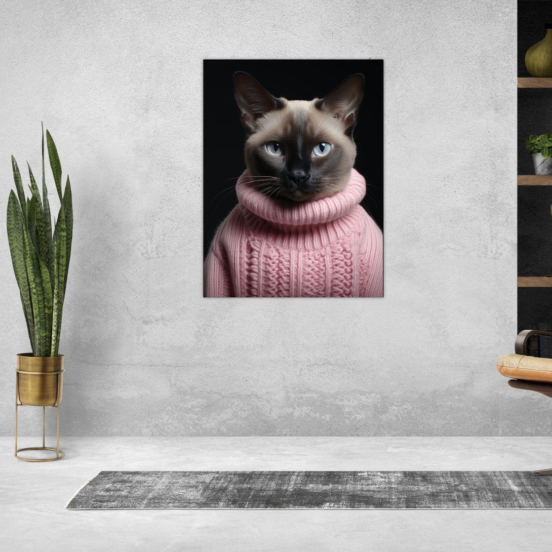 Stilvolle Siamese in Rosa 30x40 cm / 12x16″ / Poster auf halbmattem Papier