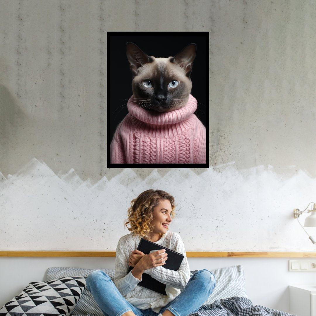 Stilvolle Siamese in Rosa 30x40 cm / 12x16″ / Poster auf halbmattem Papier