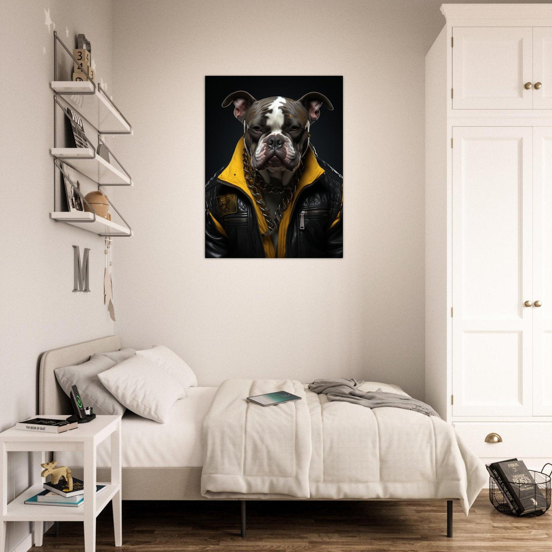 Stolzer Hund in Leder 30x40 cm / 12x16″ / Poster auf halbmattem Papier