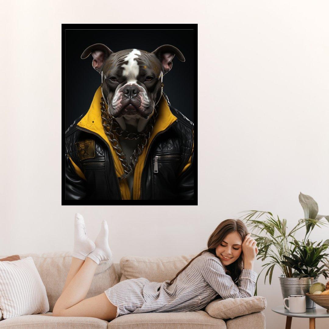 Stolzer Hund in Leder 30x40 cm / 12x16″ / Poster auf halbmattem Papier