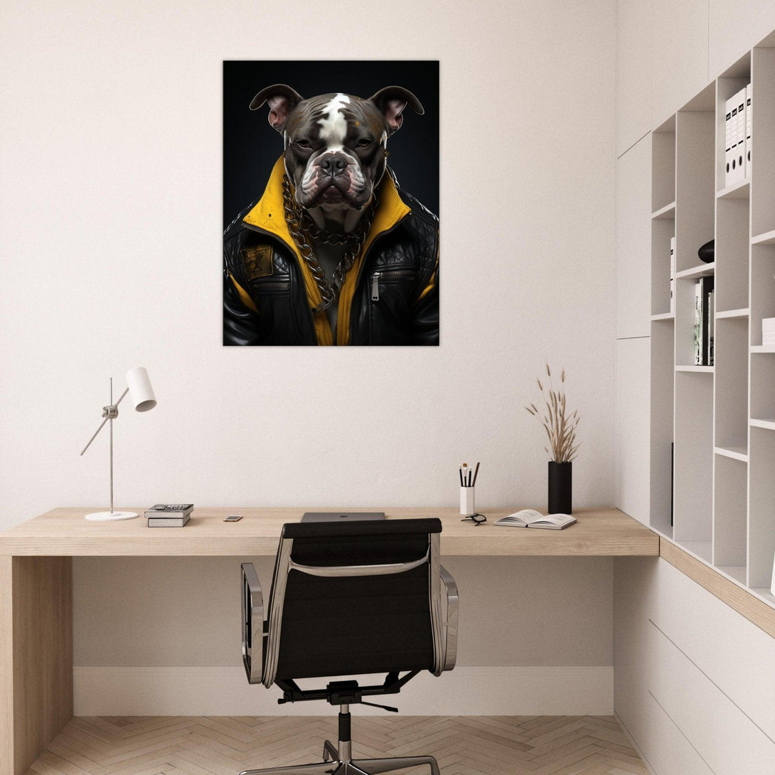 Stolzer Hund in Leder 30x40 cm / 12x16″ / Poster auf halbmattem Papier