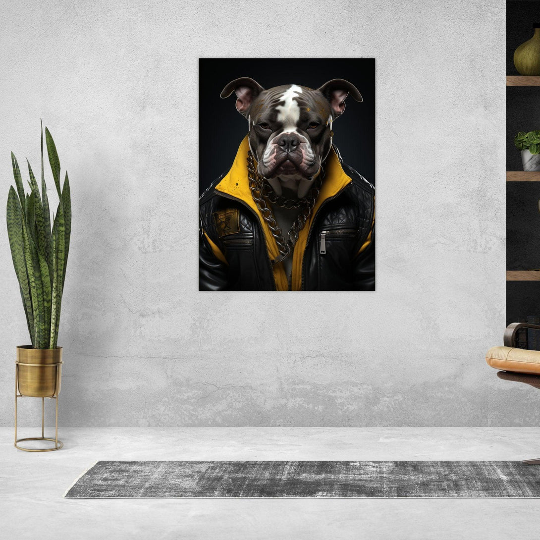 Stolzer Hund in Leder 30x40 cm / 12x16″ / Poster auf halbmattem Papier