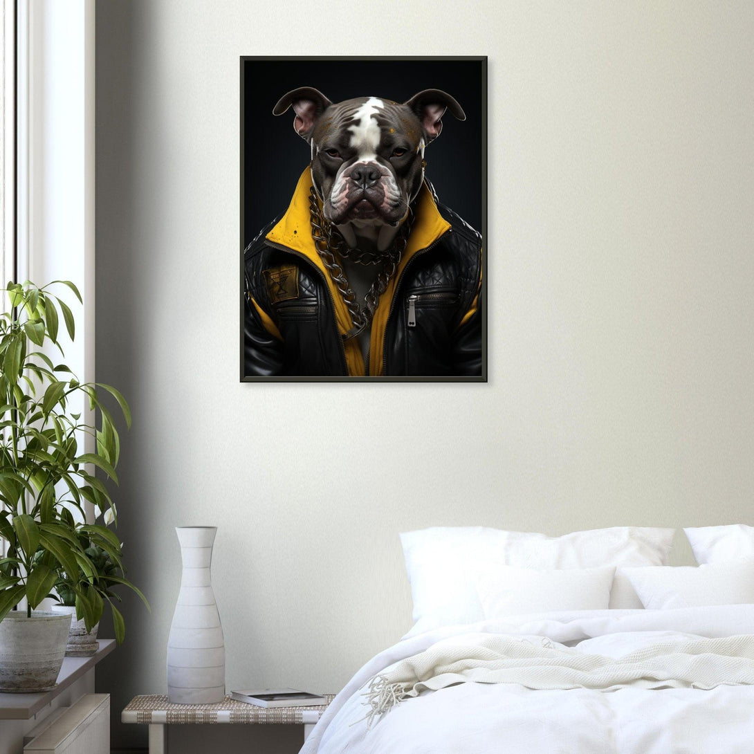 Stolzer Hund in Leder 30x40 cm / 12x16″ / Poster auf halbmattem Papier