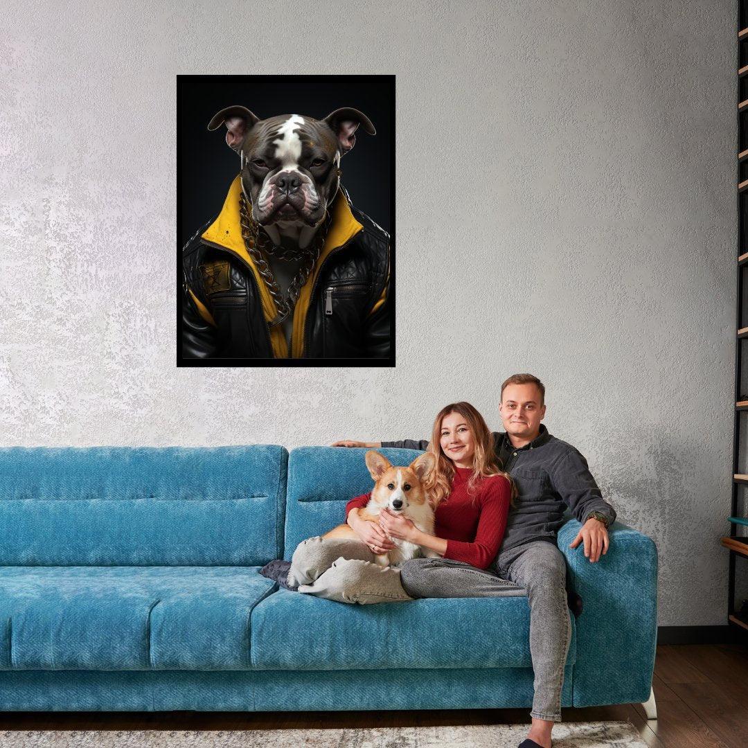 Stolzer Hund in Leder 30x40 cm / 12x16″ / Poster auf halbmattem Papier