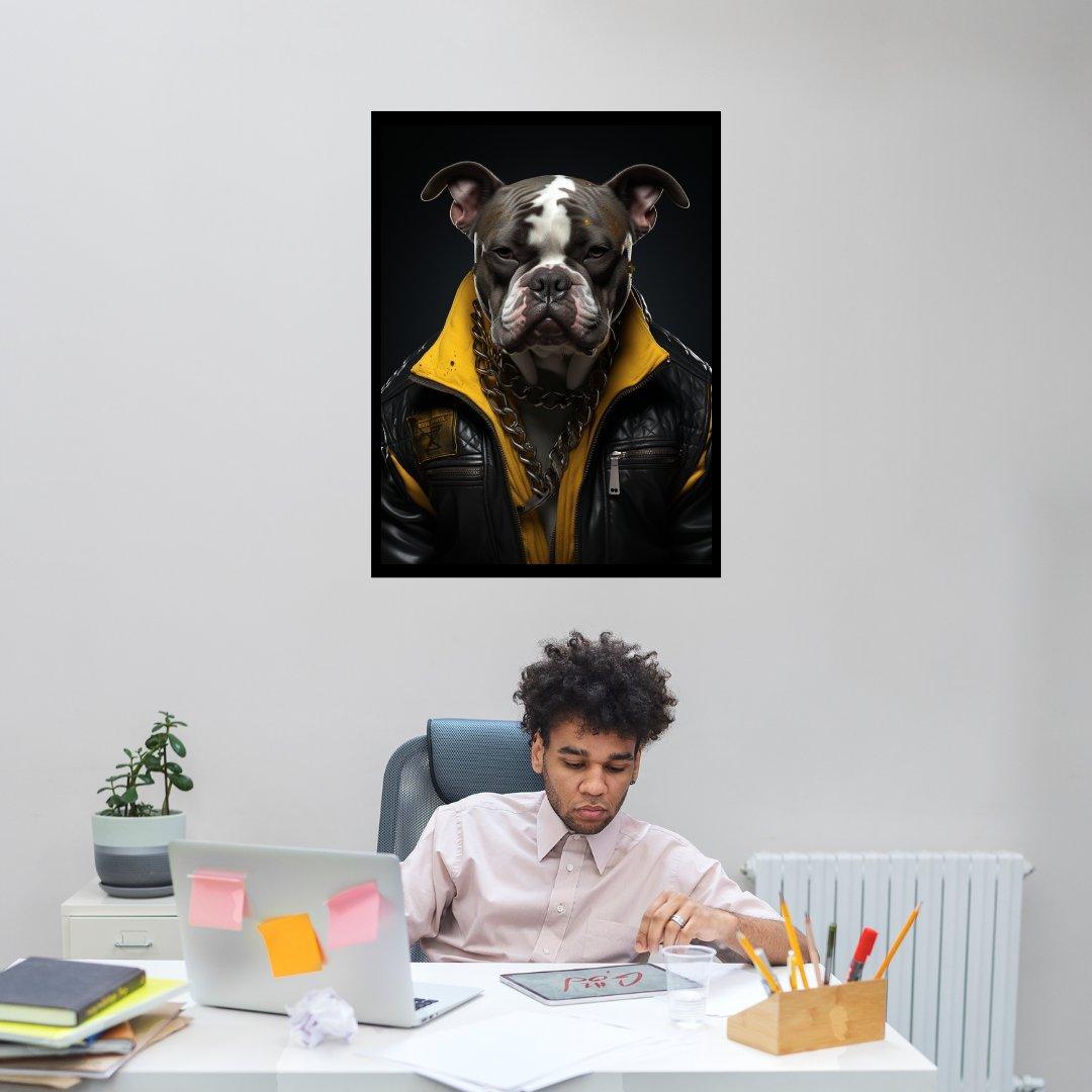 Stolzer Hund in Leder 30x40 cm / 12x16″ / Poster auf halbmattem Papier
