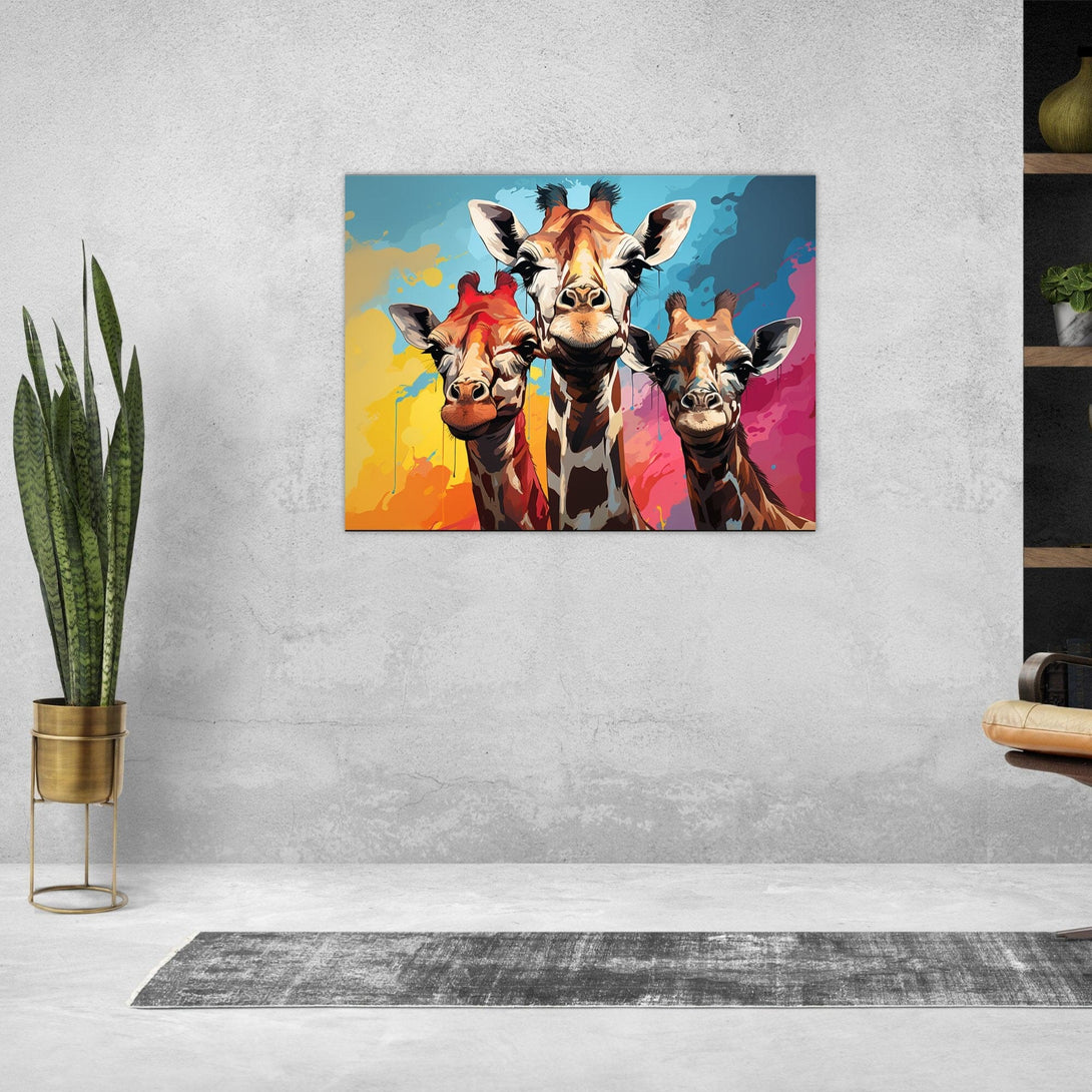 Pop Art Giraffen Familie ein Bild aus der collections Tierbilder als Alu-Dibond Bild