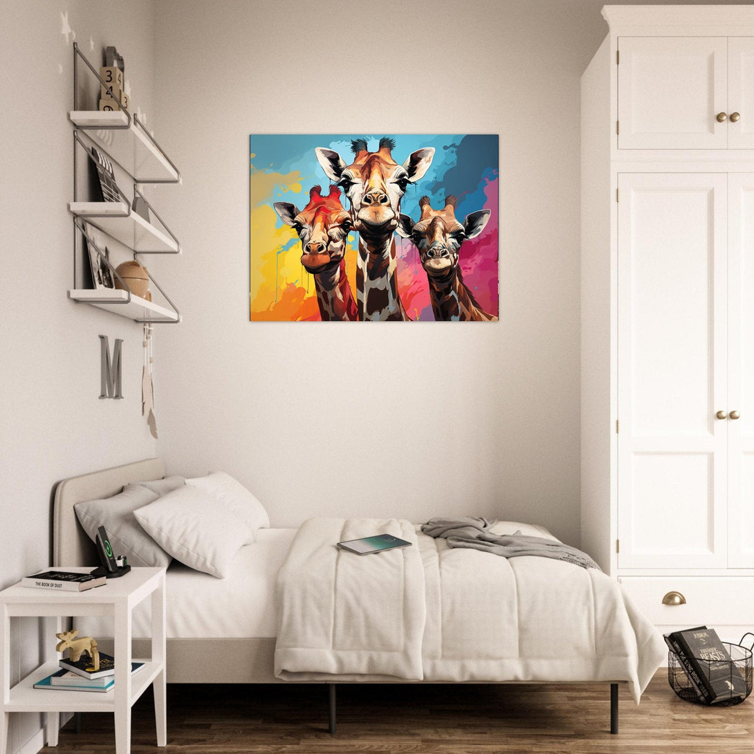 Pop Art Giraffen Familie ein Bild aus der collections Tierbilder als Poster im Wohnzimmer