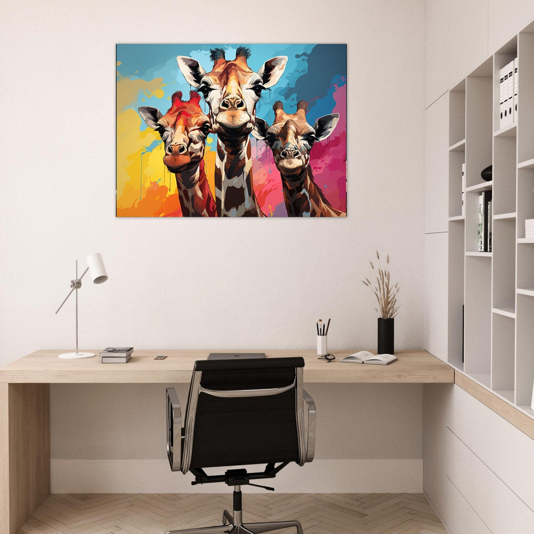 Pop Art Giraffen Familie ein Bild aus der collections Tierbilder als Leinwandbild