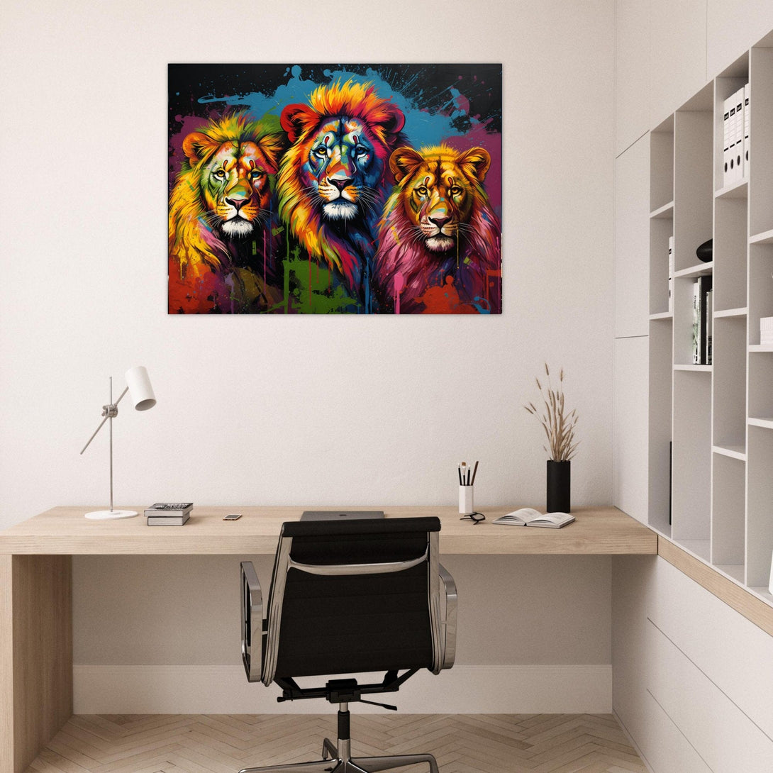 Pop Art Löwen Familie ein Bild aus der collections Tierbilder als Leinwandbild
