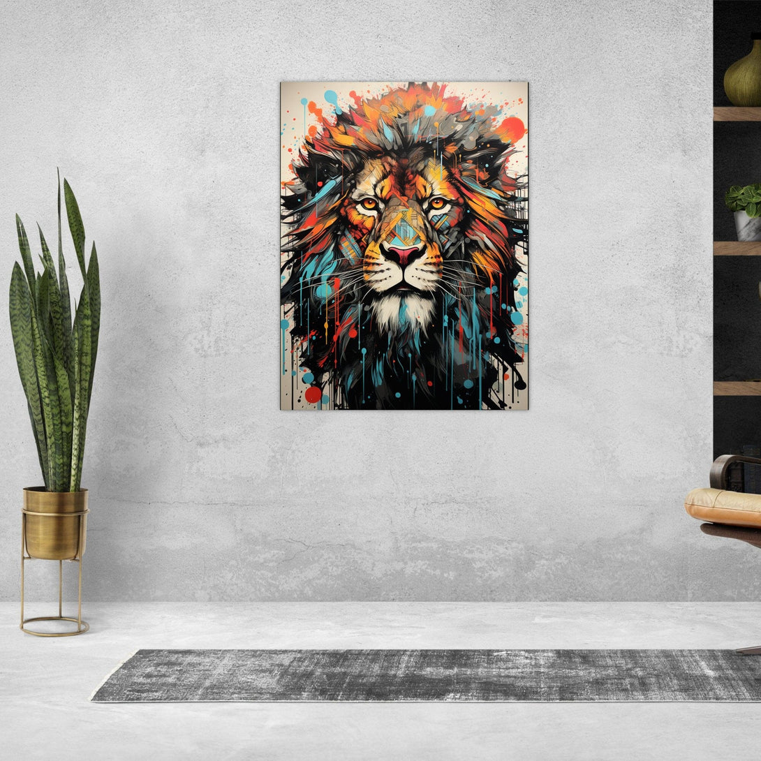 Farbige Majestät Löwe ein Bild aus der collections Tierbilder als Poster im Wohnzimmer