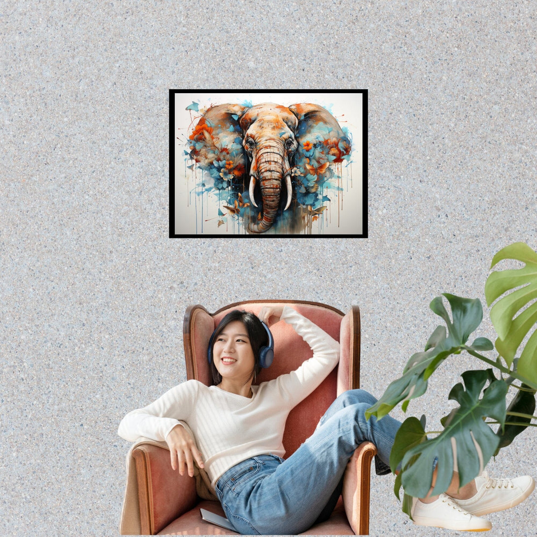 Blumen-Elefant ein Bild aus der collections Tierbilder als Poster mit Rahmen