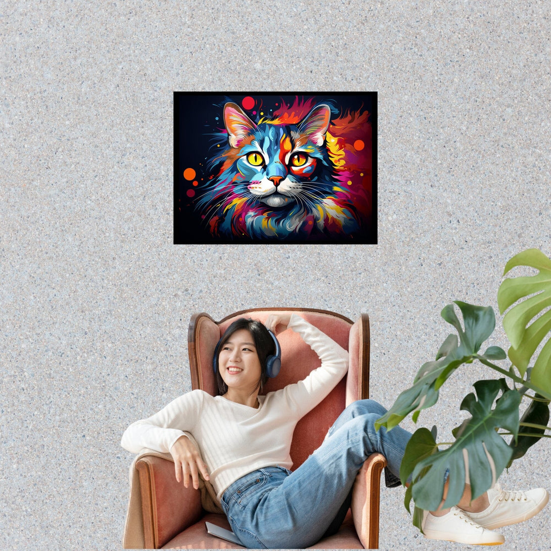 Bunter Katzenblick ein Bild aus der collections Tierbilder als Poster mit Rahmen