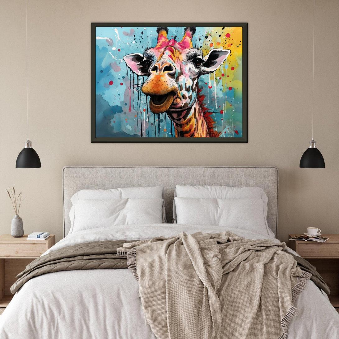 Lachende, bunte Giraffe ein Bild aus der collections Tierbilder als Alu-Dibond Bild