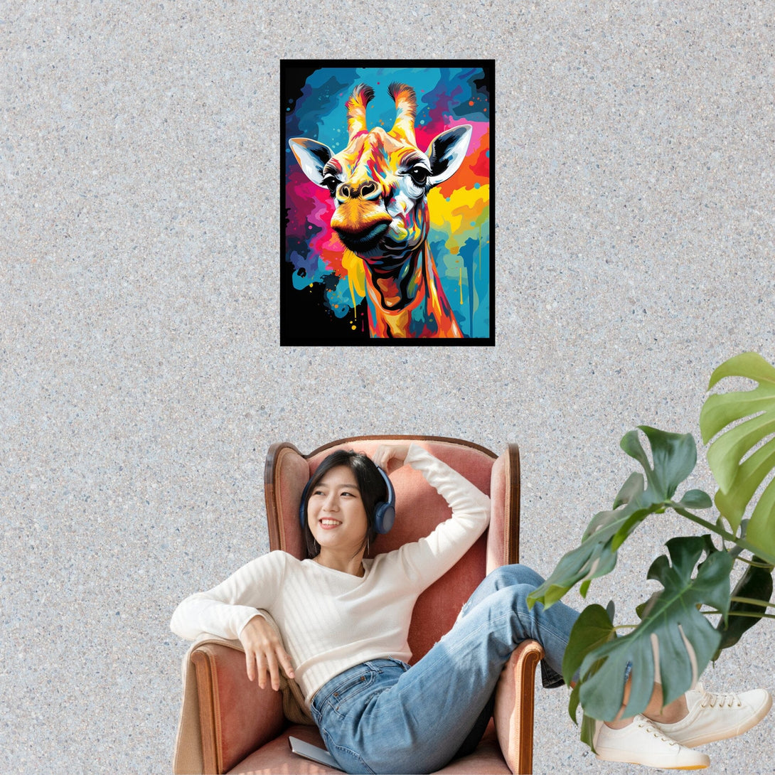 Elegante Popart Giraffe ein Bild aus der collections Tierbilder als Poster mit Rahmen