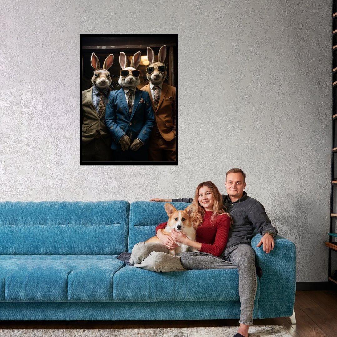 Trio der Dandy-Häschen 30x40 cm / 12x16″ / Poster auf halbmattem Papier