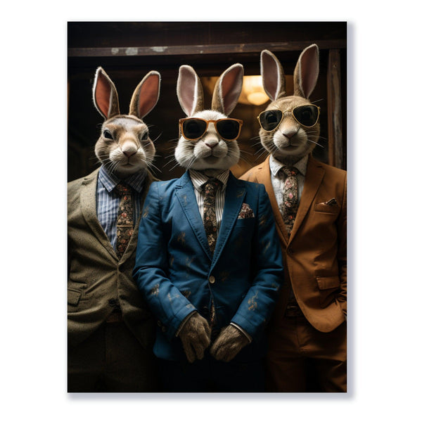 Trio der Dandy-Häschen 30x40 cm / 12x16″ / Poster auf halbmattem Papier